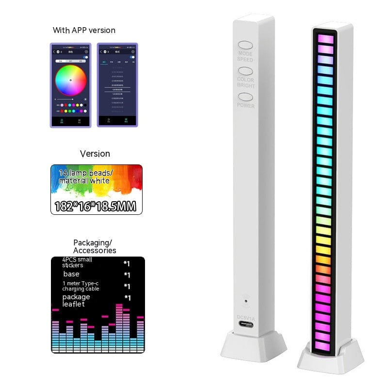 16 lub 32 paski świetlne LED RGB do nastrojowego oświetlenia i muzyki 16 diod LED + biały uchwyt Cuisine Pratique Polska