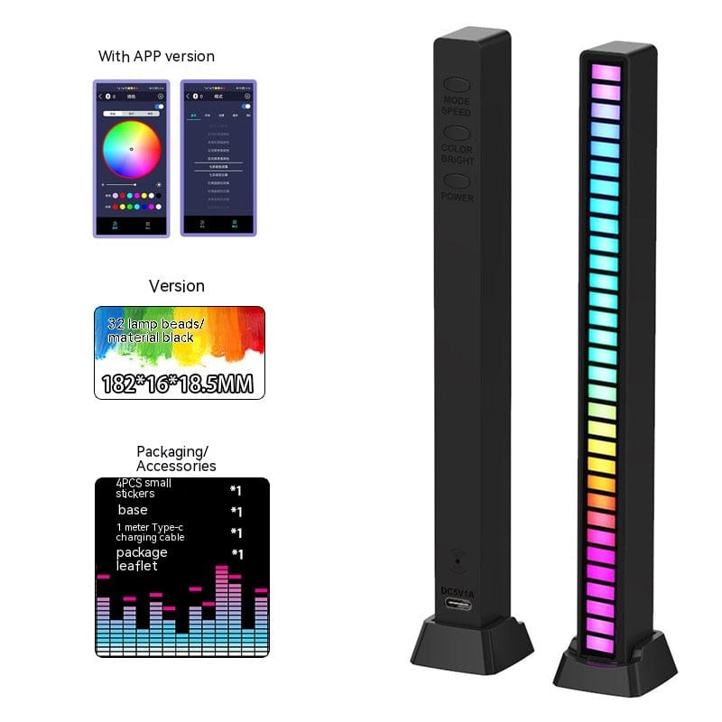 16 lub 32 paski świetlne LED RGB do nastrojowego oświetlenia i muzyki 32 LED + uchwyt czarny Cuisine Pratique Polska