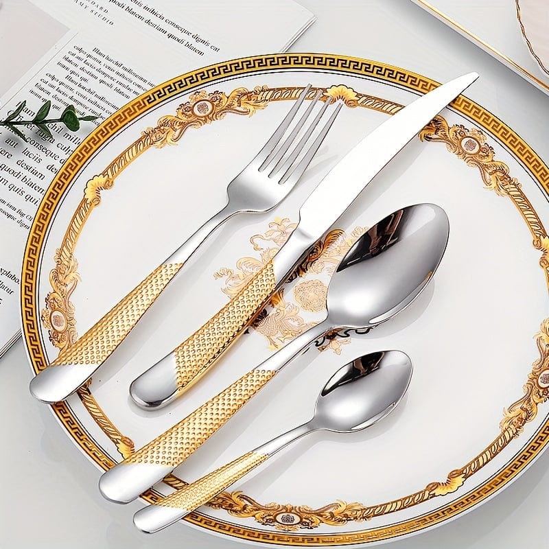 24-częściowy zestaw sztućców ze stali nierdzewnej - nóż do steków, widelec, łyżka stołowa, łyżeczka do deserów - dla hoteli i restauracji Cuisine Pratique Polska