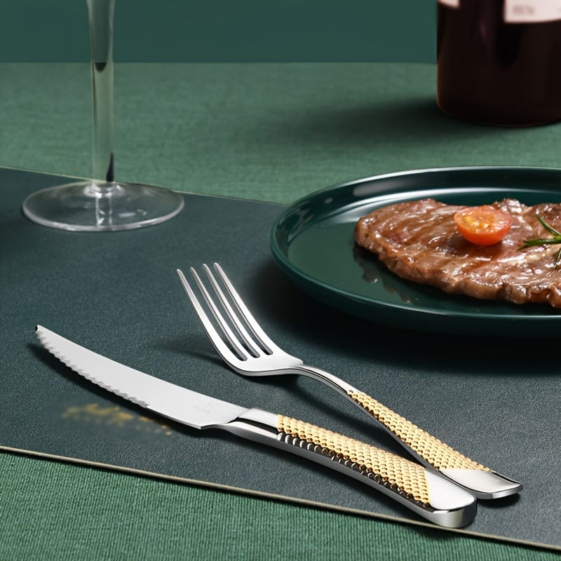 24-częściowy zestaw sztućców ze stali nierdzewnej - nóż do steków, widelec, łyżka stołowa, łyżeczka do deserów - dla hoteli i restauracji Cuisine Pratique Polska