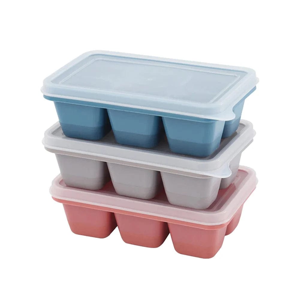 3 6-komorowe plastikowe tacki na kostki lodu z pokrywkami Tytuł domyślny Cuisine Pratique Polska