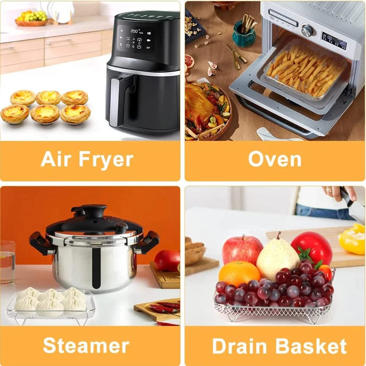 3-poziomowe stojaki do frytownic powietrznych ze stali nierdzewnej srebrny 3szt. Cuisine Pratique Polska