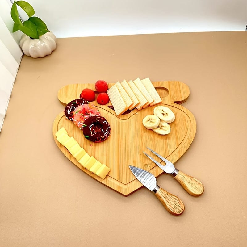 Bambusowa deska do krojenia i nóż do sera - idealne do owoców, sera i masła - doskonały prezent na Dzień Ojca i Matki Cuisine Pratique Polska