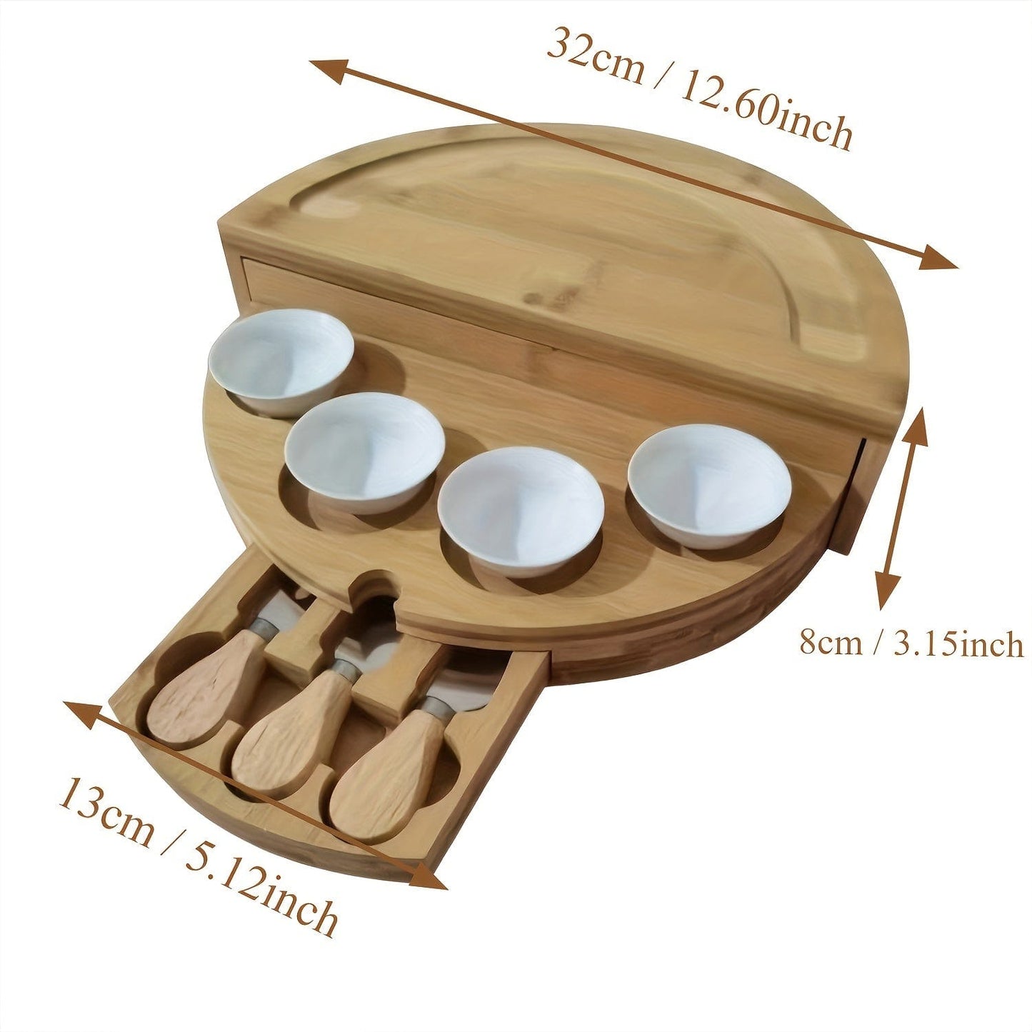 Drewniana deska do serów z nożem i widelcem, idealna do domowego gotowania 39,37 cm - bambusowy ser Cuisine Pratique Polska