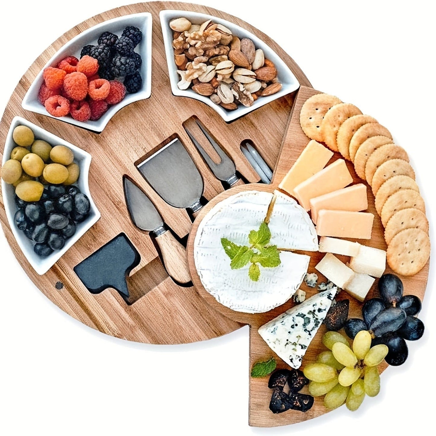 Drewniana deska do serów z nożem i widelcem, idealna do domowego gotowania Cuisine Pratique Polska