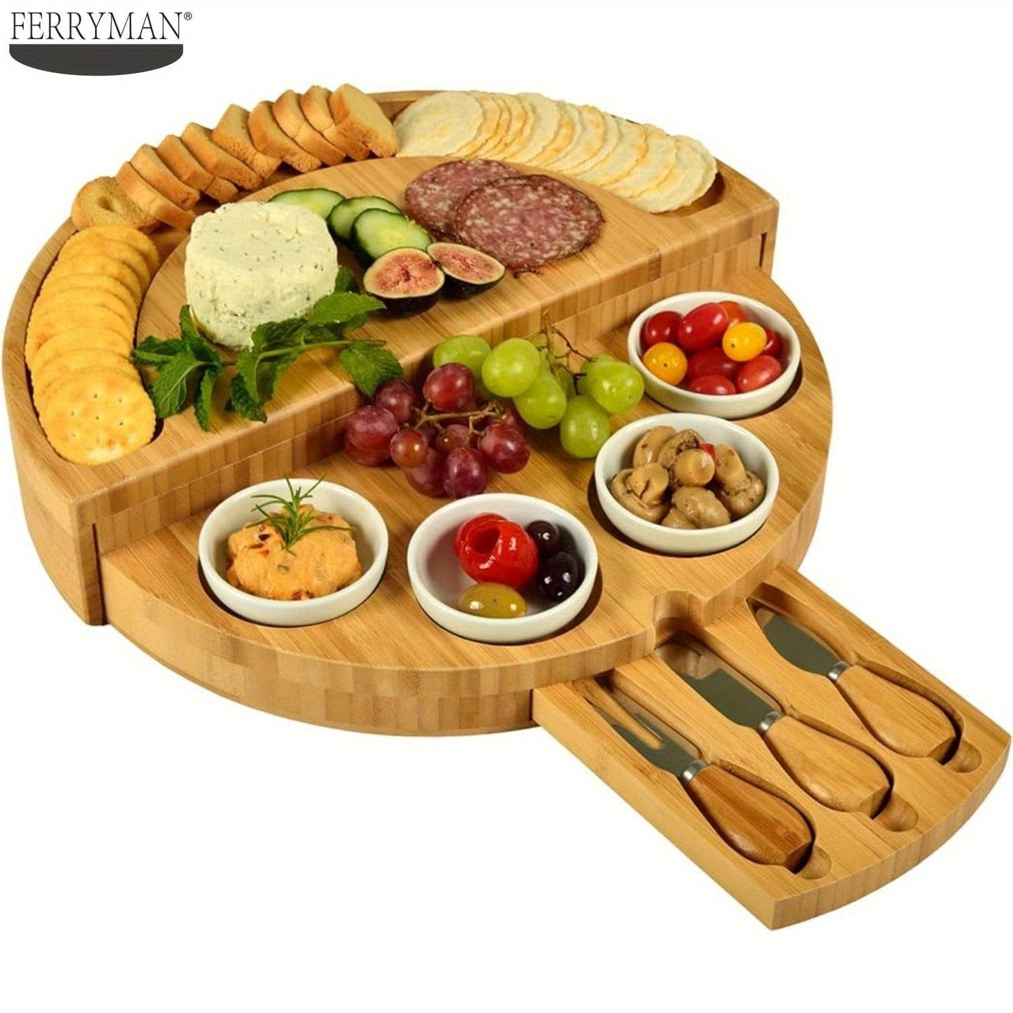 Drewniana deska do serów z nożem i widelcem, idealna do domowego gotowania Cuisine Pratique Polska