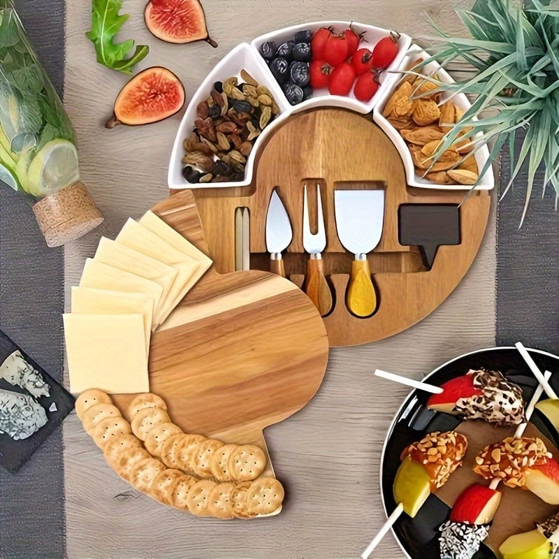 Drewniana deska do serów z nożem i widelcem, idealna do domowego gotowania Cuisine Pratique Polska