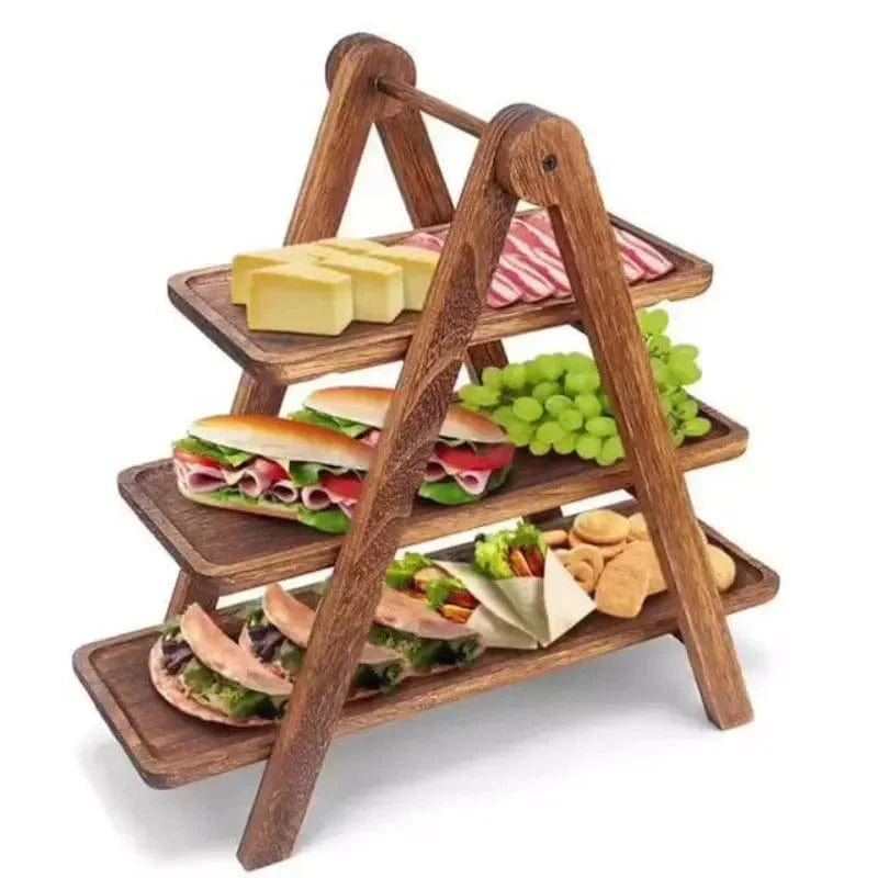Drewniana taca do serwowania i przechowywania żywności, ekologiczna dekoracja kuchenna Trzy warstwy Cuisine Pratique Polska