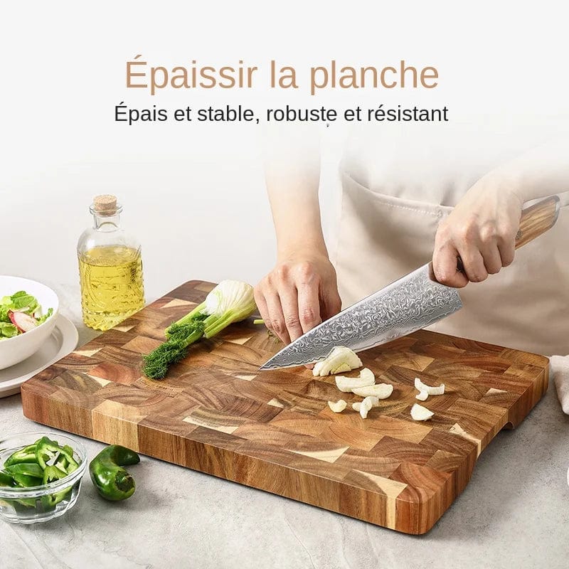 Dwustronna deska do krojenia z drewna akacjowego premium, odsączająca i odporna na wilgoć - Ekologiczna kuchnia 400x258x26mm Cuisine Pratique Polska