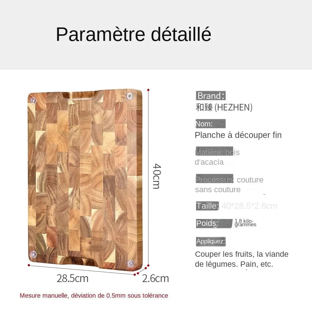 Dwustronna deska do krojenia z drewna akacjowego premium, odsączająca i odporna na wilgoć - Ekologiczna kuchnia 400x258x26mm Cuisine Pratique Polska