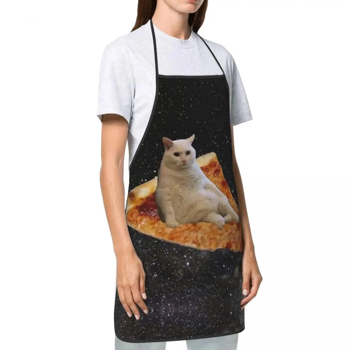 Fartuch kuchenny Pizza Cat Space Meme Unisex Oxford - dla szefów kuchni i kucharzy Cuisine Pratique Polska
