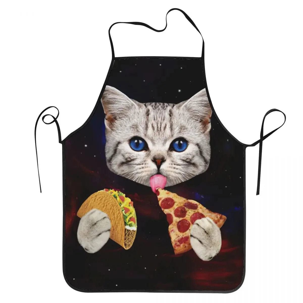 Fartuch kuchenny unisex Space Pizza Cat Meme dla szefów kuchni - zabawny i oryginalny! Cuisine Pratique Polska