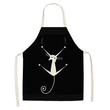Fartuch kuchenny z rysunkiem wspinającego się kota - japoński len - wspinający się kot Wspinający się kot / Dorosły 55x68cm Cuisine Pratique Polska