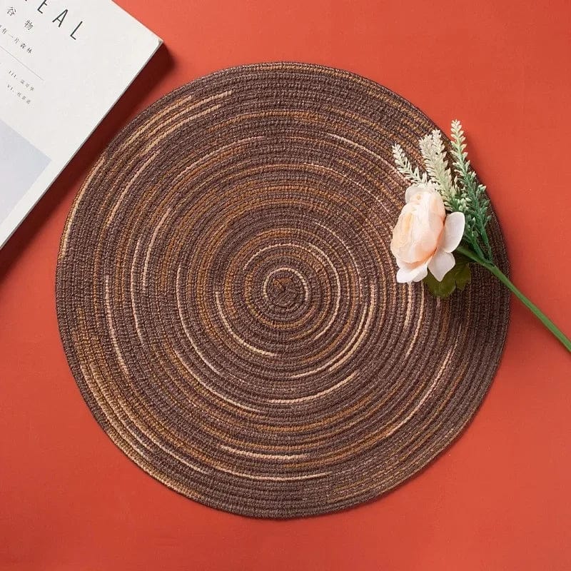 Indywidualna okrągła mata winylowa do dekoracji stołu, zestaw 1 szt. Mieszany brąz / 30 cm / Okrągły Cuisine Pratique Polska