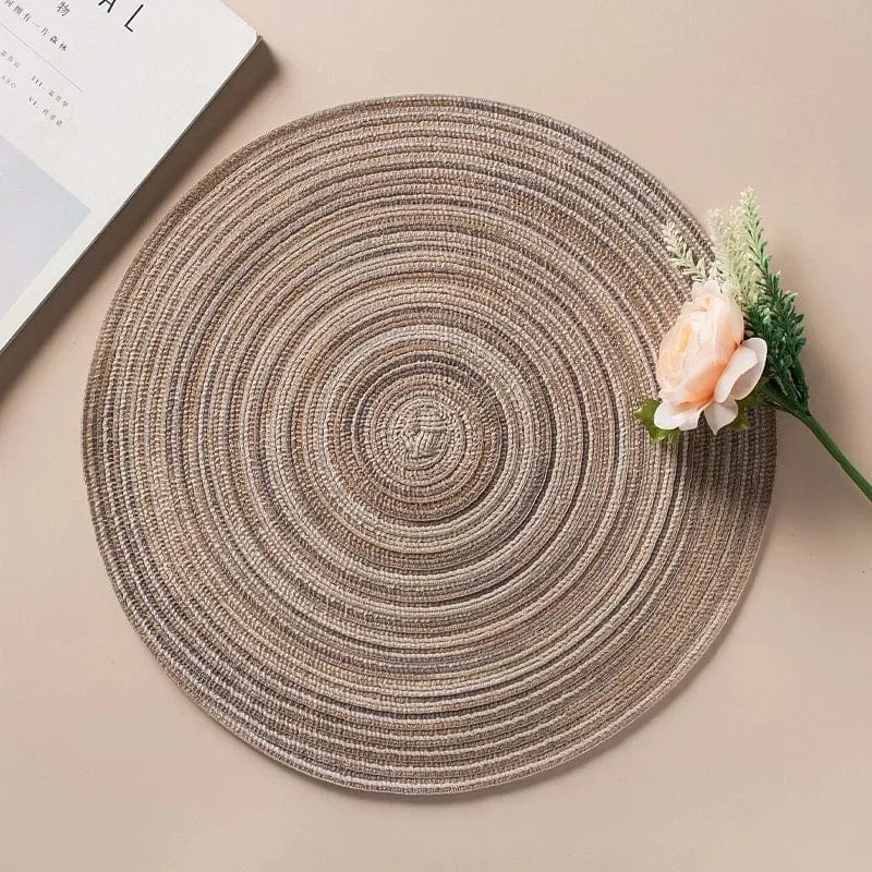 Indywidualna okrągła mata winylowa do dekoracji stołu, zestaw 1 szt. Mieszany khaki / 30 cm / Okrągły Cuisine Pratique Polska