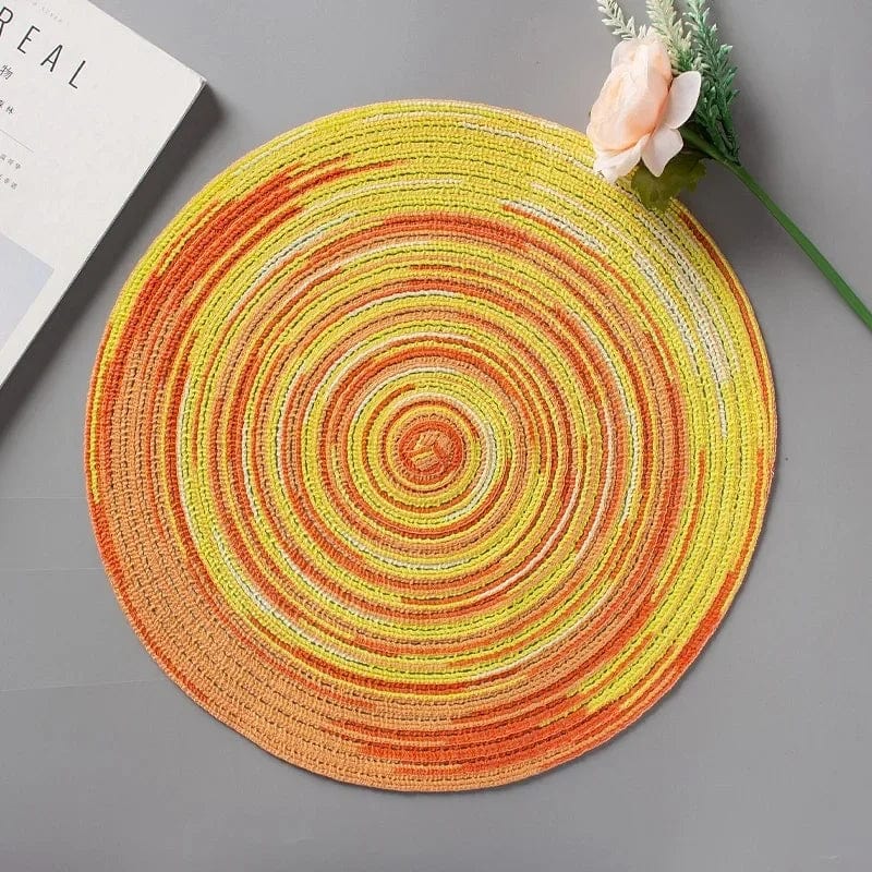 Indywidualna okrągła mata winylowa do dekoracji stołu, zestaw 1 szt. Mieszany żółty / 30 cm / Okrągły Cuisine Pratique Polska