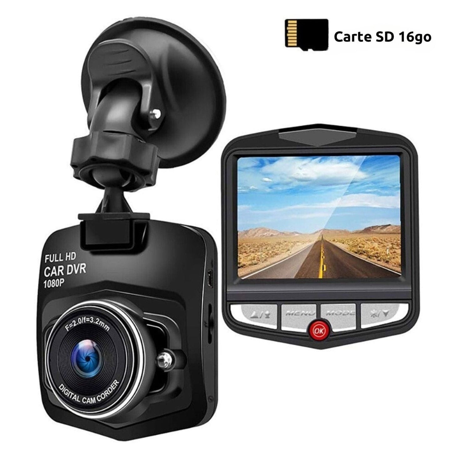 Kamera samochodowa z pętlą noktowizyjną IR, statyczna, 1080P Czarny / Z kartą SD 16 GB Cuisine Pratique Polska
