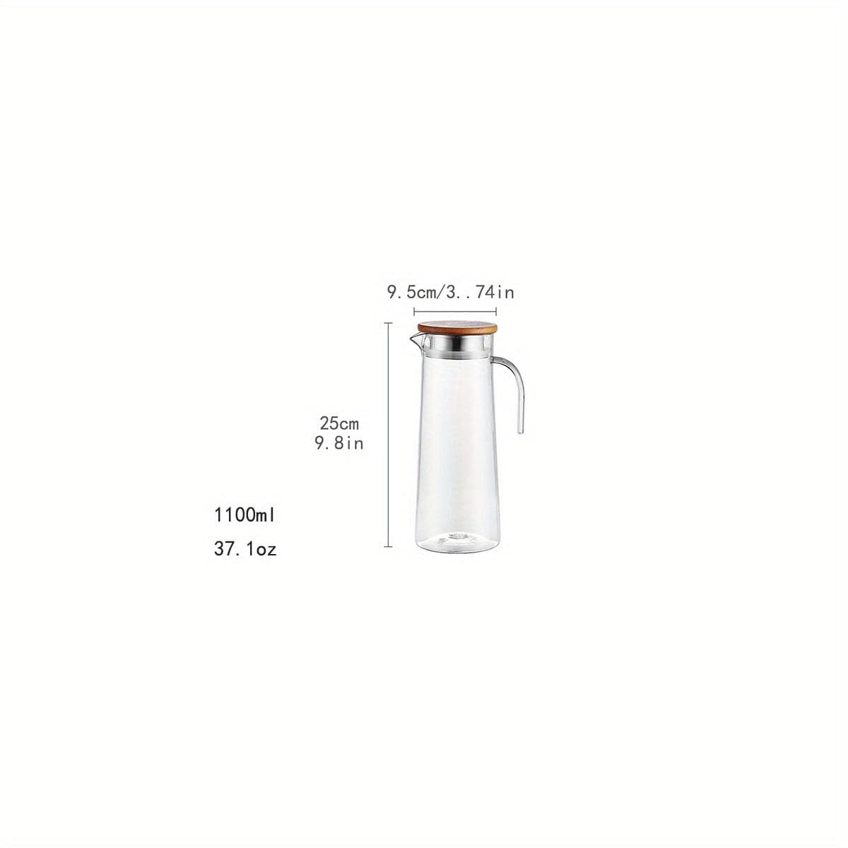 Karafka na sok z pokrywką, 1600 ml/2000 ml, plastikowa, do Bubble Tea i innych letnich napojów. Drewniane pokrywy / 1100 ml/37,1 uncji Cuisine Pratique Polska