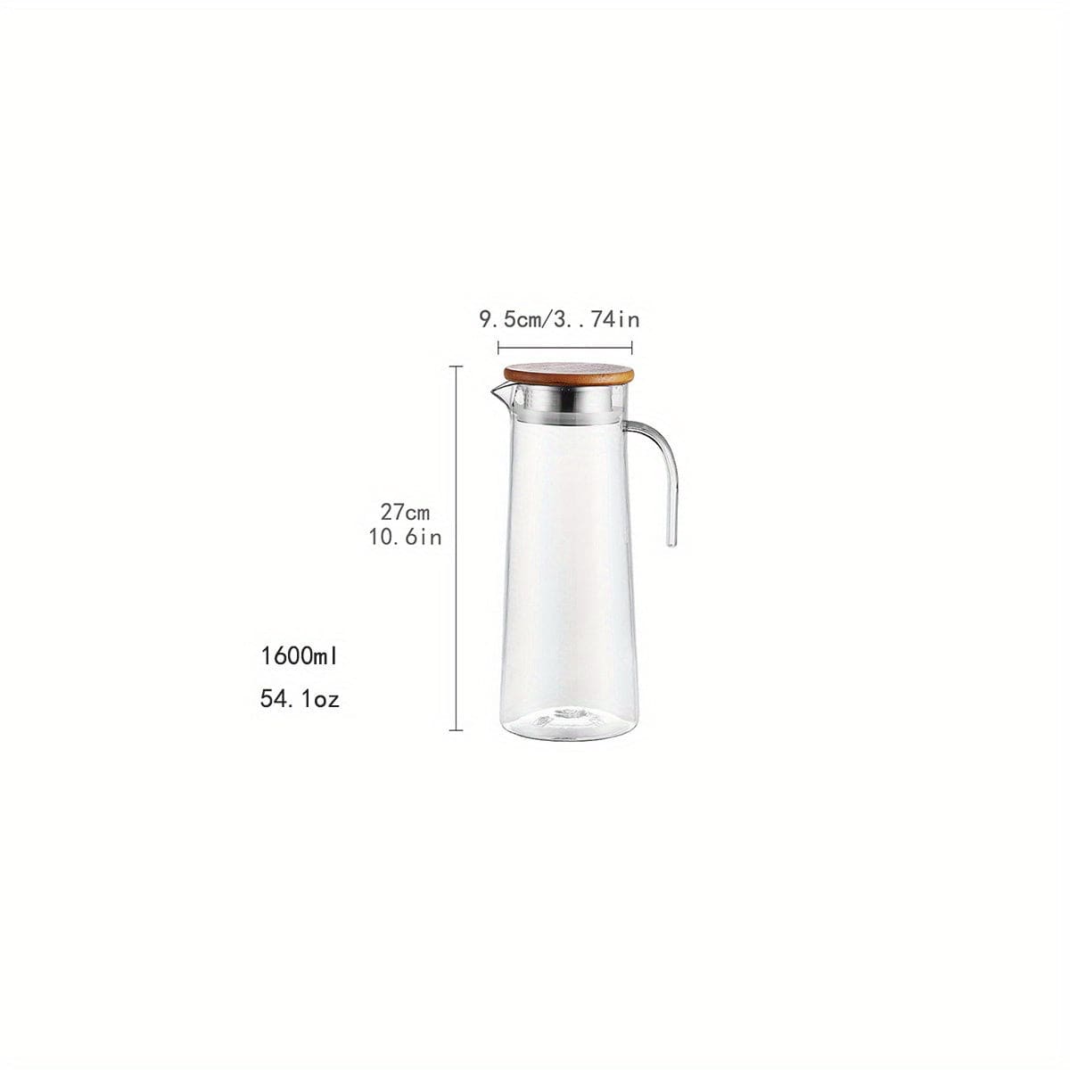 Karafka na sok z pokrywką, 1600 ml/2000 ml, plastikowa, do Bubble Tea i innych letnich napojów. Drewniane pokrywy / 1600 ml/54,1 uncji Cuisine Pratique Polska