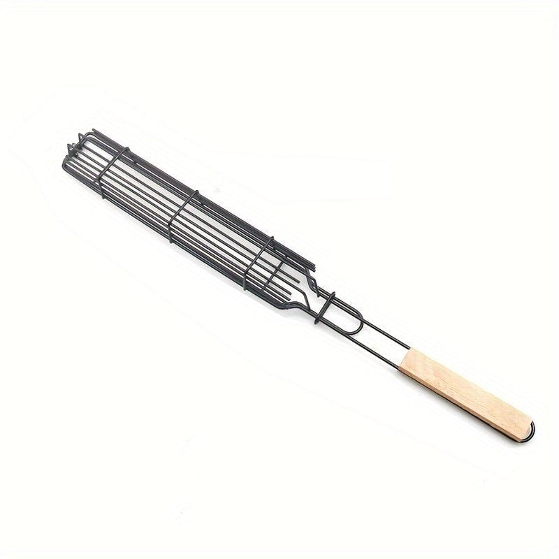 Kosz do grillowania kebabów z nieprzywierającej stali nierdzewnej - do hot dogów i kiełbasek - przenośny i praktyczny grill Kolor drewna Cuisine Pratique Polska