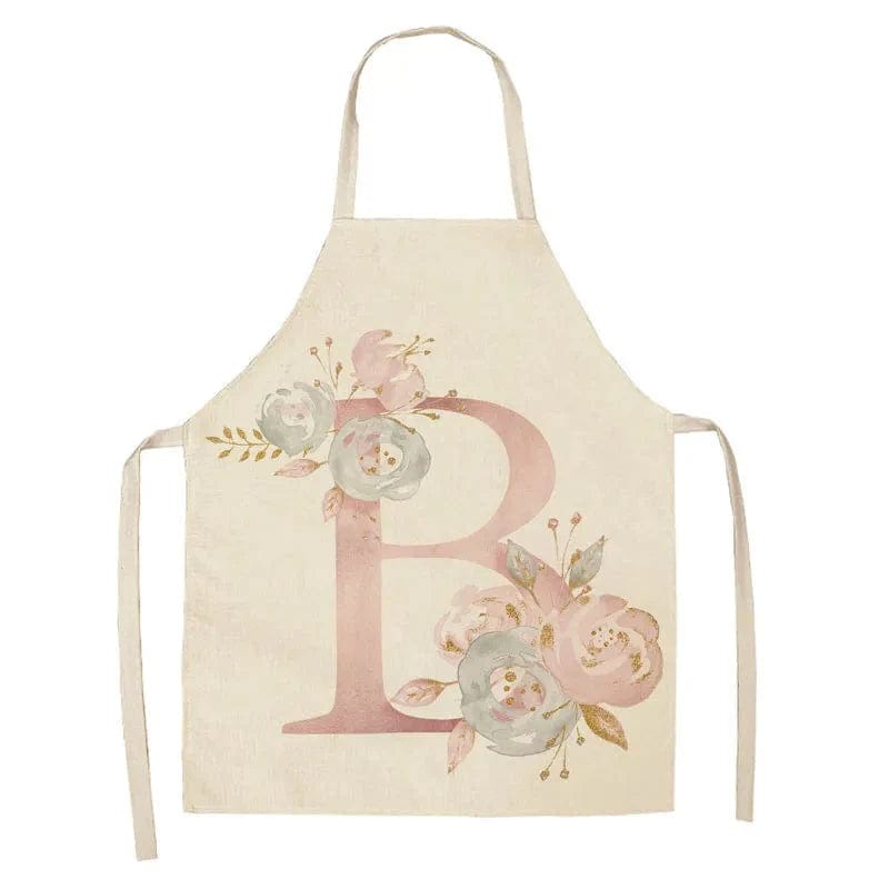 Lniany fartuch dziecięcy w różowe litery - akcesoria do gotowania i pieczenia A / Rozmiar dziecięcy 47x38cm Cuisine Pratique Polska