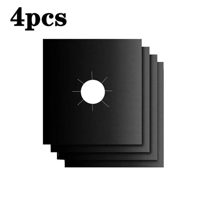 Osłona kuchenki gazowej 2-8szt. z czarnego włókna szklanego - Mata do gotowania wielokrotnego użytku - Akcesoria kuchenne - Rozmiar 270 x 270mm 4szt. Cuisine Pratique Polska