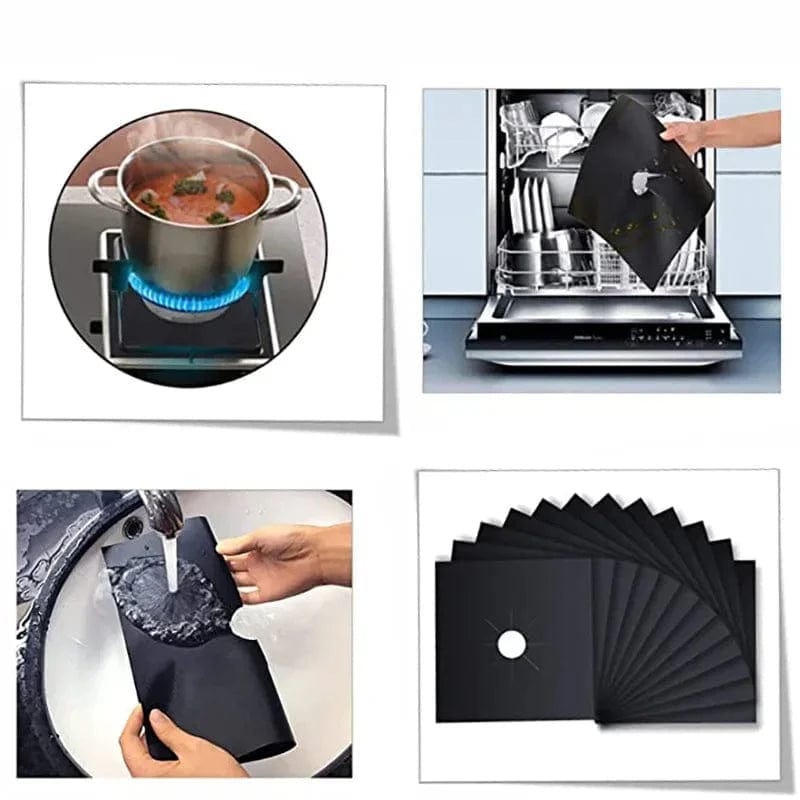 Osłona kuchenki gazowej 2-8szt. z czarnego włókna szklanego - Mata do gotowania wielokrotnego użytku - Akcesoria kuchenne - Rozmiar 270 x 270mm Cuisine Pratique Polska