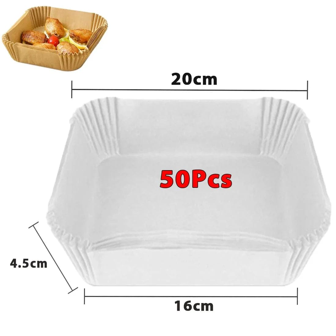 Papier do smażenia na powietrzu, 100/50 sztuk, 16 cm, okrągły, biały/brązowy : Ekologiczne akcesoria kuchenne Biały 50szt-16cm Pro Cuisine Pratique Polska