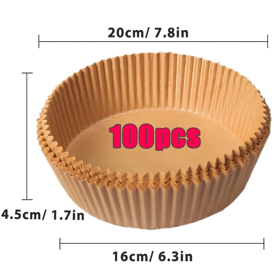Papier do smażenia na powietrzu, 100/50 sztuk, 16 cm, okrągły, biały/brązowy : Ekologiczne akcesoria kuchenne Brązowy 100szt-16cm Cuisine Pratique Polska