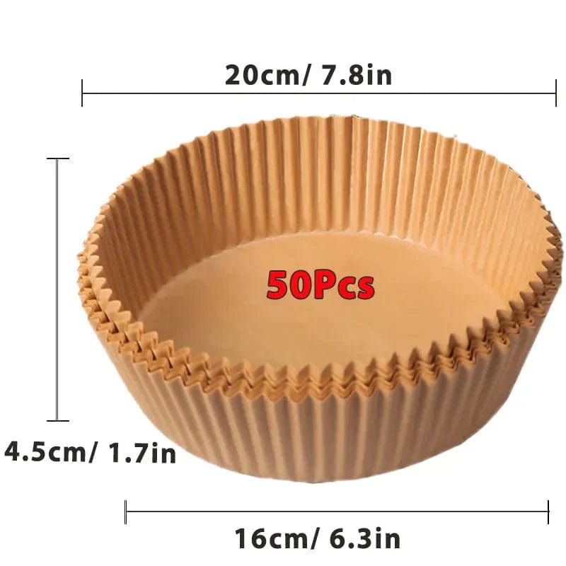 Papier do smażenia na powietrzu, 100/50 sztuk, 16 cm, okrągły, biały/brązowy : Ekologiczne akcesoria kuchenne Brązowy 50szt-16cm Cuisine Pratique Polska