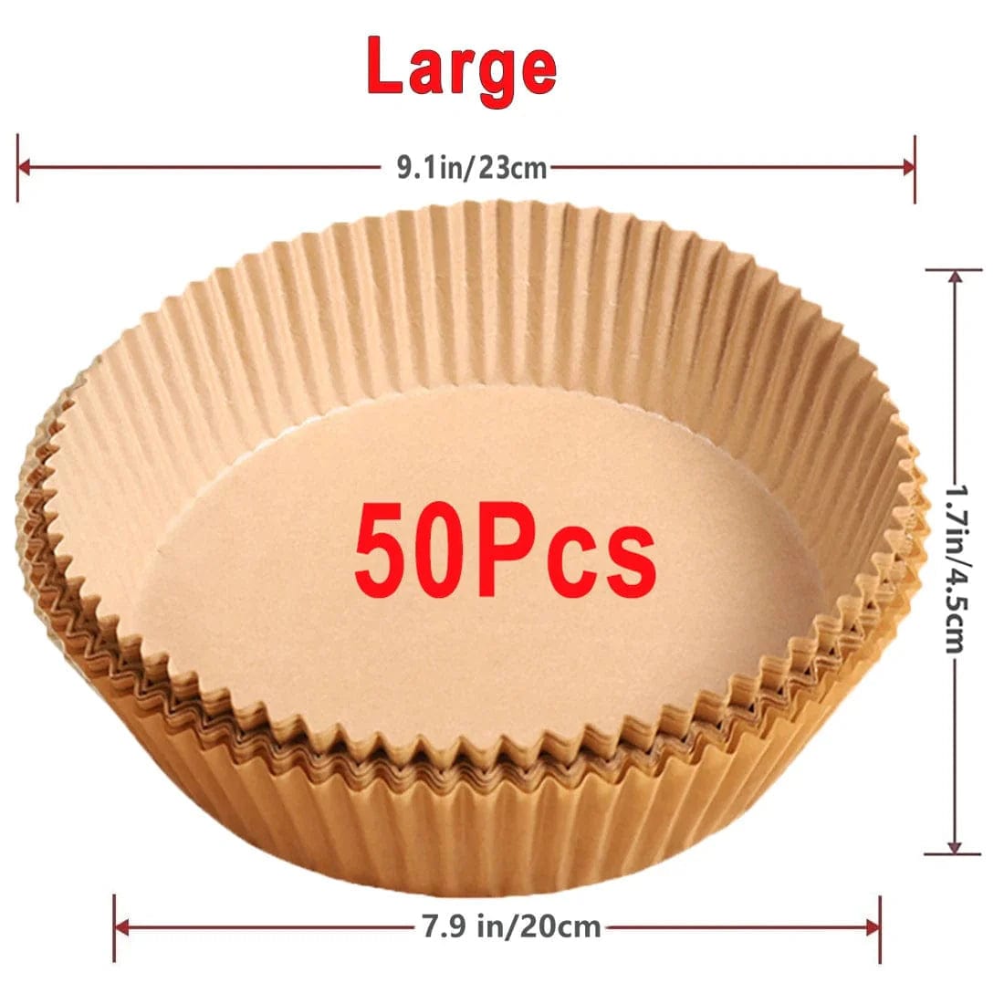 Papier do smażenia na powietrzu, 100/50 sztuk, 16 cm, okrągły, biały/brązowy : Ekologiczne akcesoria kuchenne Brązowy 50szt-20cm Cuisine Pratique Polska