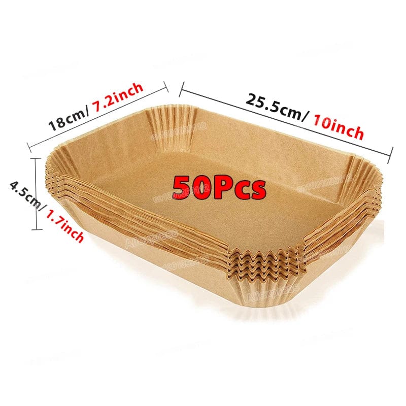 Papier do smażenia na powietrzu, 100/50 sztuk, 16 cm, okrągły, biały/brązowy : Ekologiczne akcesoria kuchenne Brązowy prostokąt-50 Cuisine Pratique Polska