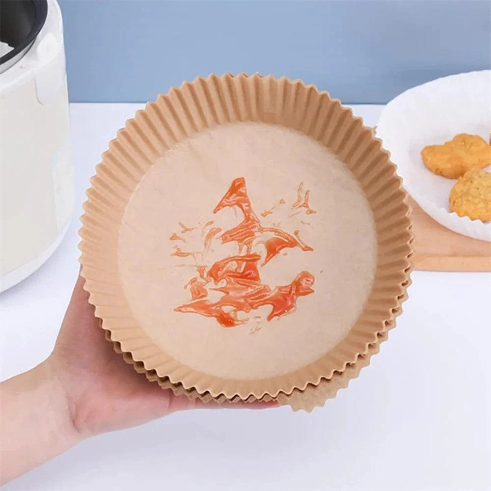 Papier do smażenia na powietrzu, 100/50 sztuk, 16 cm, okrągły, biały/brązowy : Ekologiczne akcesoria kuchenne Cuisine Pratique Polska