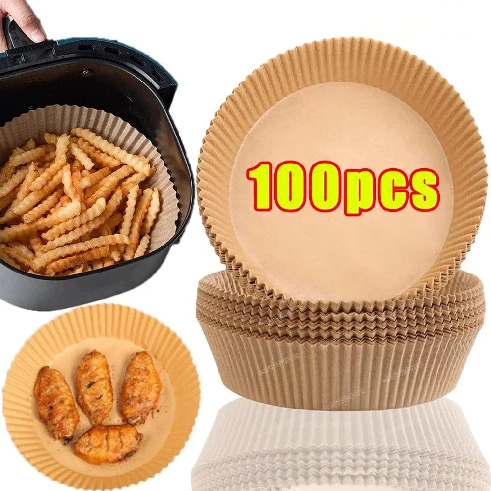 Papier do smażenia na powietrzu, 100/50 sztuk, 16 cm, okrągły, biały/brązowy : Ekologiczne akcesoria kuchenne Cuisine Pratique Polska