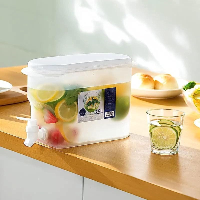 Plastikowy dozownik do napojów z kranikiem - Pojemność XXL - Idealny do lodówki - Dzbanek na herbatę owocową i butelka na lemoniadę - Akcesoria domowe 3.5L Cuisine Pratique Polska