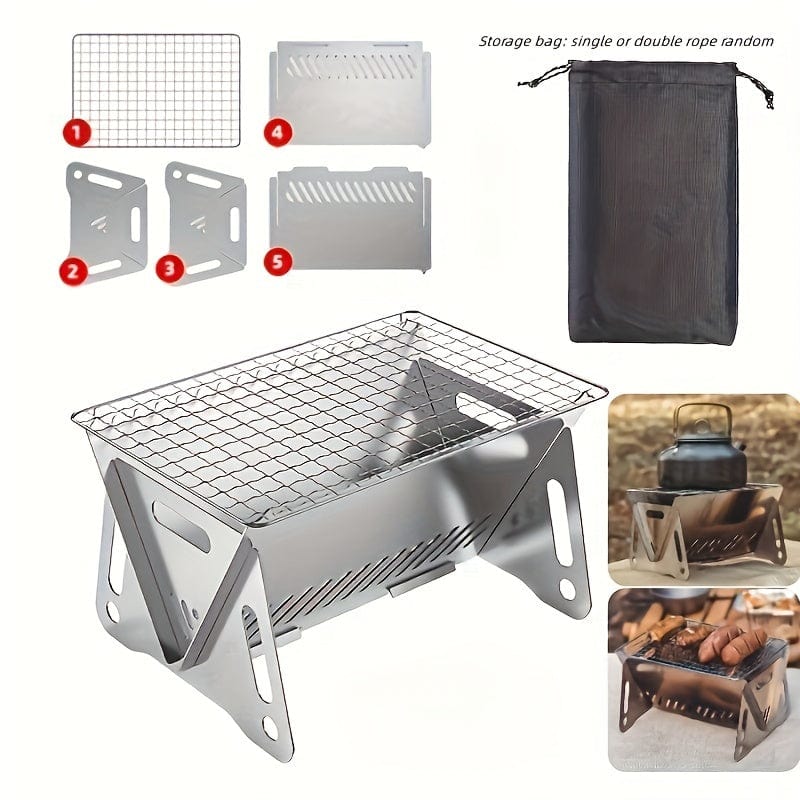 Przenośna kuchenka kempingowa na drewno z grillem, stal nierdzewna 1szt. Cuisine Pratique Polska