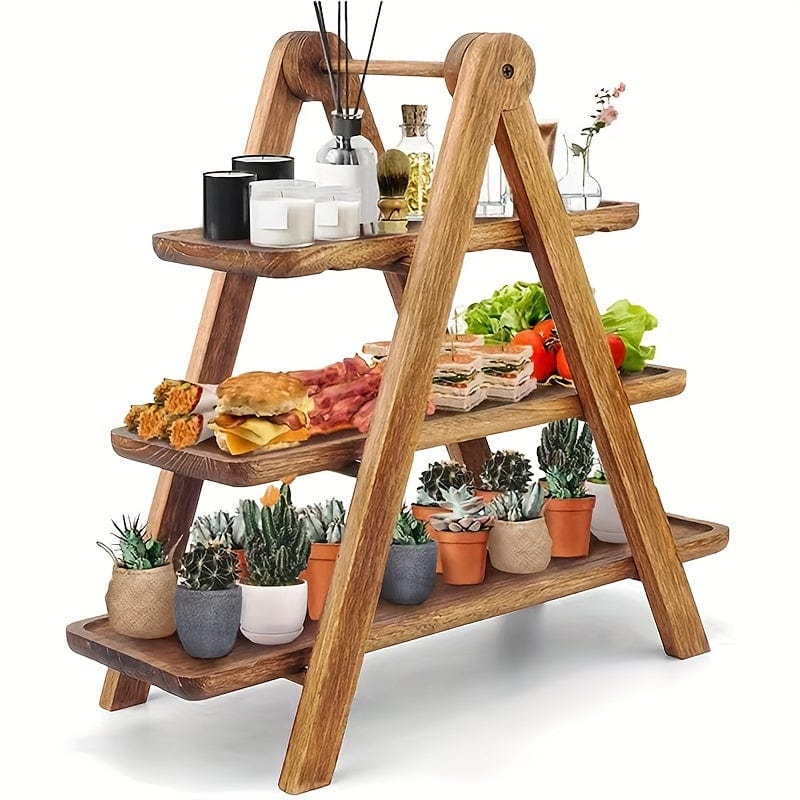 Rustykalny drewniany stojak na ciasto - Ekologiczny stojak na owoce i przekąski na przyjęcia i do dekoracji domu (ID: LY129567) Nowoczesny minimalizm Cuisine Pratique Polska