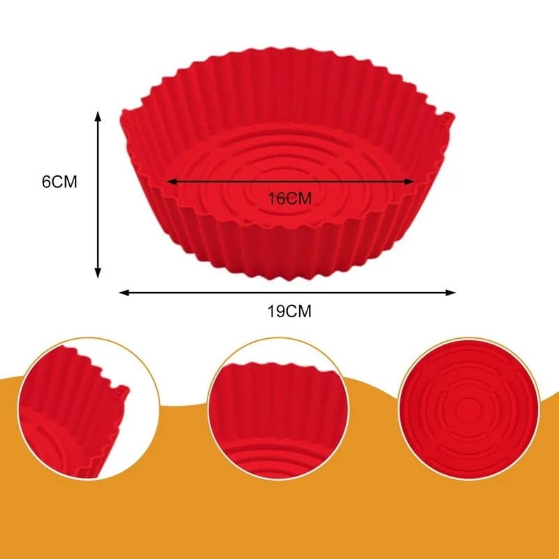Silikonowy kosz do smażenia we frytkownicy powietrznej (16x19x6 cm) Czerwony Cuisine Pratique Polska