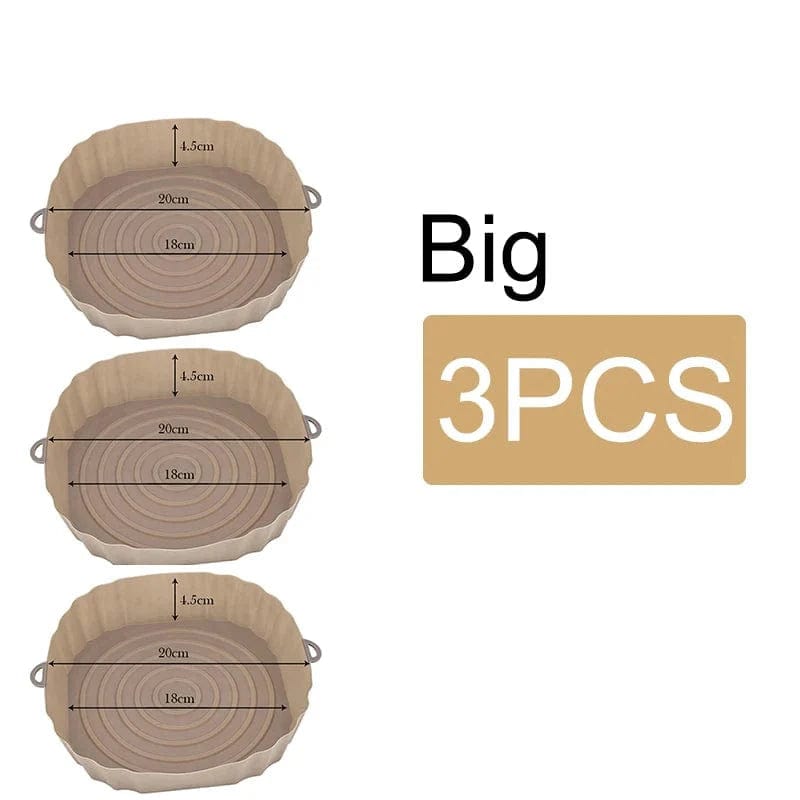 Silikonowy koszyk wielokrotnego użytku do frytownic bezolejowych - zestaw 3 - przyjazny dla środowiska Brown-Big-3PCS Cuisine Pratique Polska