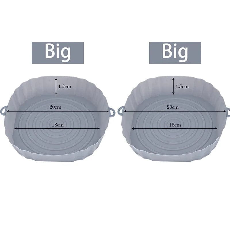 Silikonowy koszyk wielokrotnego użytku do frytownic bezolejowych - zestaw 3 - przyjazny dla środowiska Gray-Big-2PCS Cuisine Pratique Polska