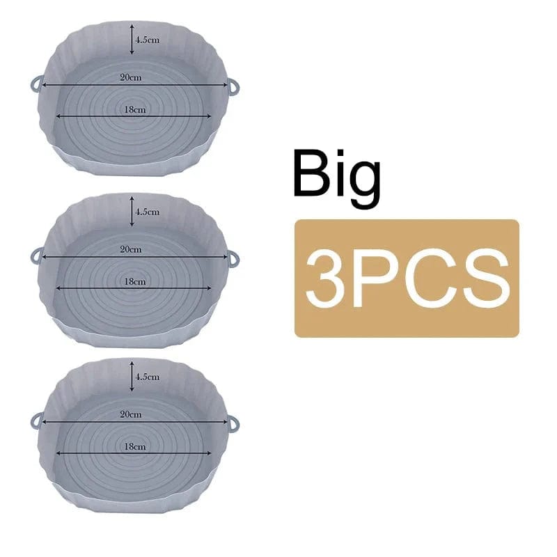 Silikonowy koszyk wielokrotnego użytku do frytownic bezolejowych - zestaw 3 - przyjazny dla środowiska Gray-Big-3PCS Cuisine Pratique Polska