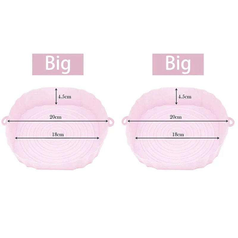 Silikonowy koszyk wielokrotnego użytku do frytownic bezolejowych - zestaw 3 - przyjazny dla środowiska Pink-Big-2PCS Cuisine Pratique Polska