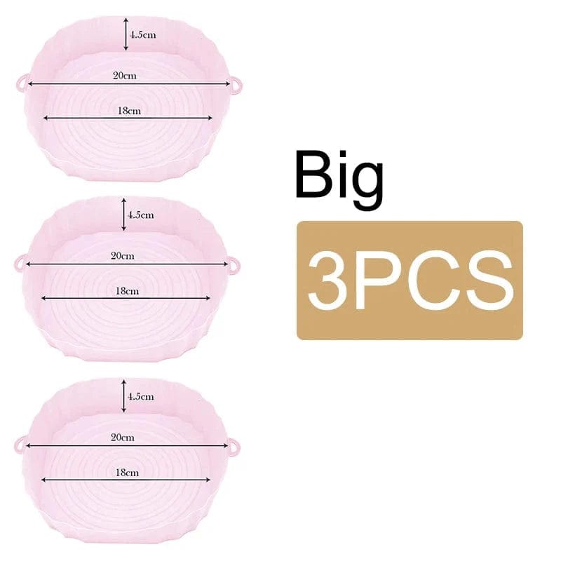 Silikonowy koszyk wielokrotnego użytku do frytownic bezolejowych - zestaw 3 - przyjazny dla środowiska Pink-Big-3PCS Cuisine Pratique Polska