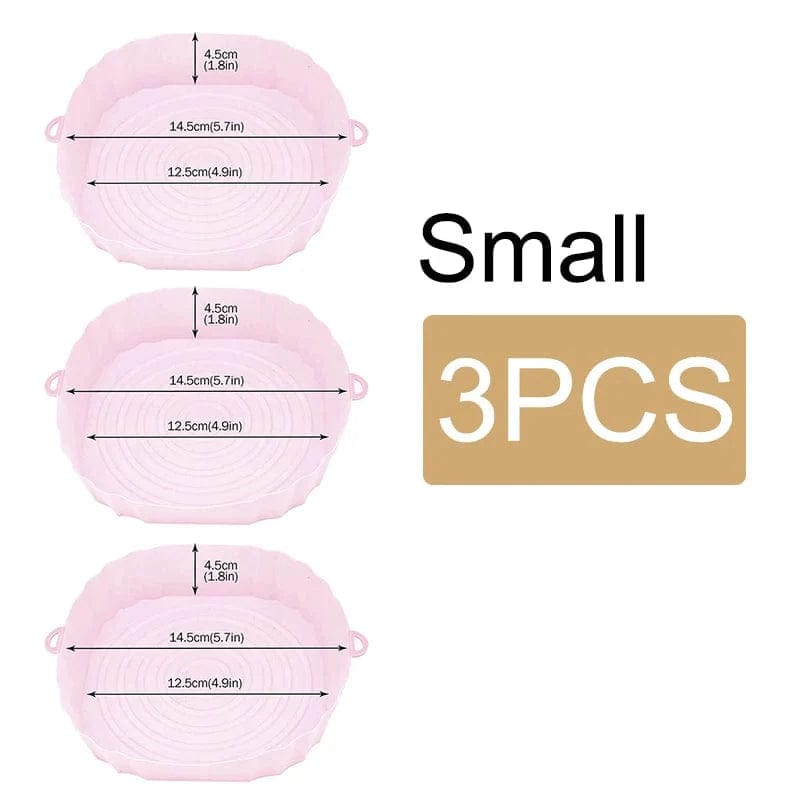 Silikonowy koszyk wielokrotnego użytku do frytownic bezolejowych - zestaw 3 - przyjazny dla środowiska Pink-Smal-3PCS Cuisine Pratique Polska
