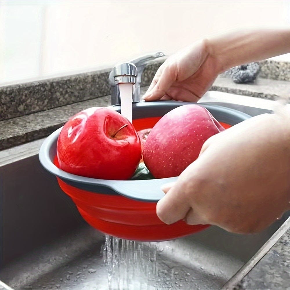 Składany silikonowy ociekacz do makaronu i owoców - zestaw 2 - zielony / czerwony / niebieski Cuisine Pratique Polska