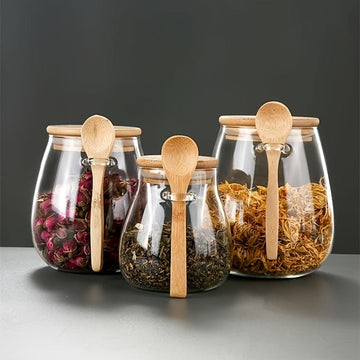 Szklany słoik z hermetyczną pokrywką - Zestaw 1, Słoiki do przechowywania herbaty, kawy i przypraw - Designerskie akcesoria kuchenne - Ref. AV74355 350 ml Cuisine Pratique Polska