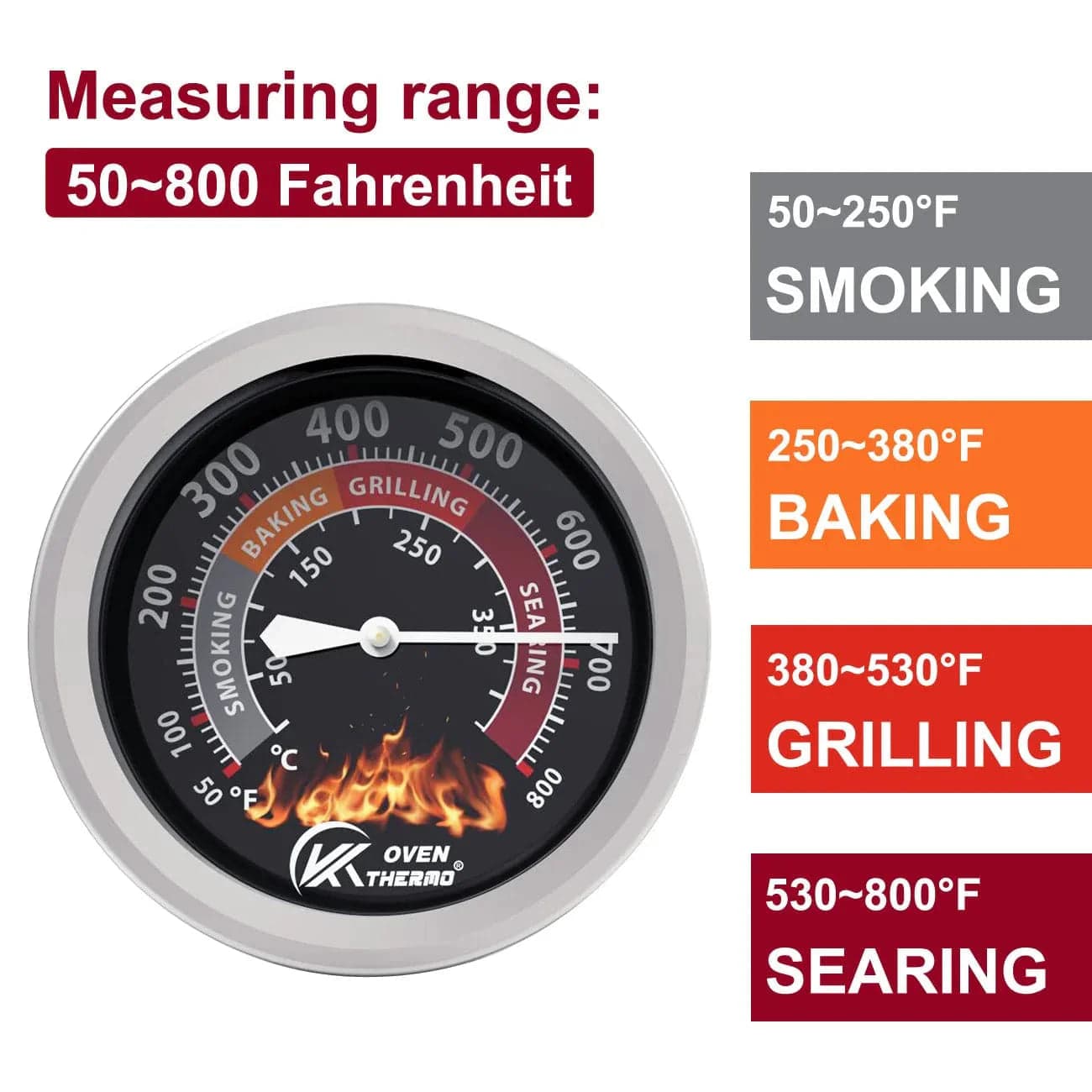 Termometr do grilla ze stali nierdzewnej z tarczą - 400°C - KT THERMO Cuisine Pratique Polska