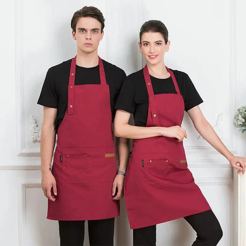 Wygodny fartuch kuchenny damski/męski - poliester, styl koreański Czerwony Cuisine Pratique Polska