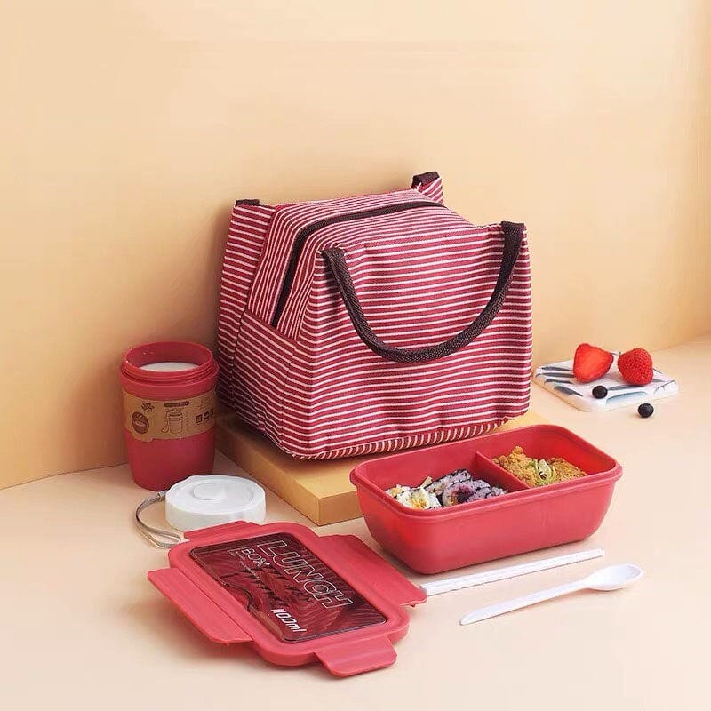 Zestaw "Lunch Box Kids": pudełko na lunch + sztućce + szklanka + torba Czerwony Cuisine Pratique Polska