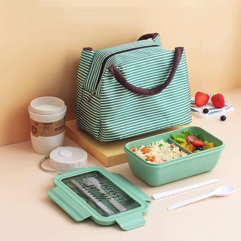 Zestaw "Lunch Box Kids": pudełko na lunch + sztućce + szklanka + torba Zielony Cuisine Pratique Polska